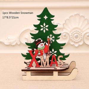 Santa Claus Wooden Pendants Ornaments for Xmas Christmas - Big Snowman