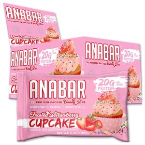 Anabar Protein Packed Candy Bar - 12 Bars, Frosted Strawberry Cupcake