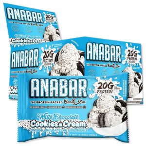 Anabar Protein Packed Candy Bar - 12 Bars, White Chocolate Cookies and Cream