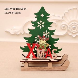 Santa Claus Wooden Pendants Ornaments for Xmas Christmas - Small Elk