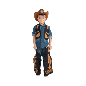 Cowboy Chaps and Vest - T4 (Toddler 2-3), Black