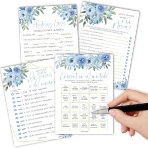 Spanish Bingo, Trivia, Mad Libs | Set of 20 | Spanish Bridal Shower Games - Black & White